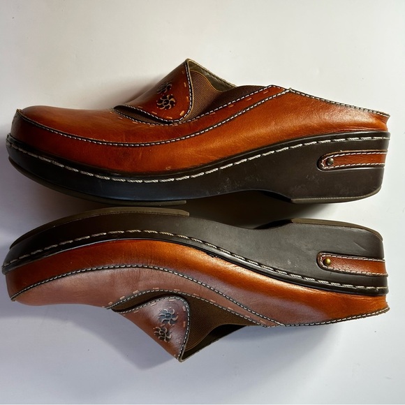 L'ATISTE Spring Step Chino Camel Brown Leather Clogs Size 41EU /11 US - Picture 4 of 13